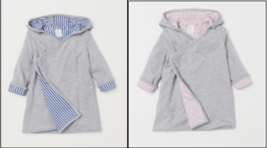 Recalled gray children’s hooded bathrobe in blue or pink
